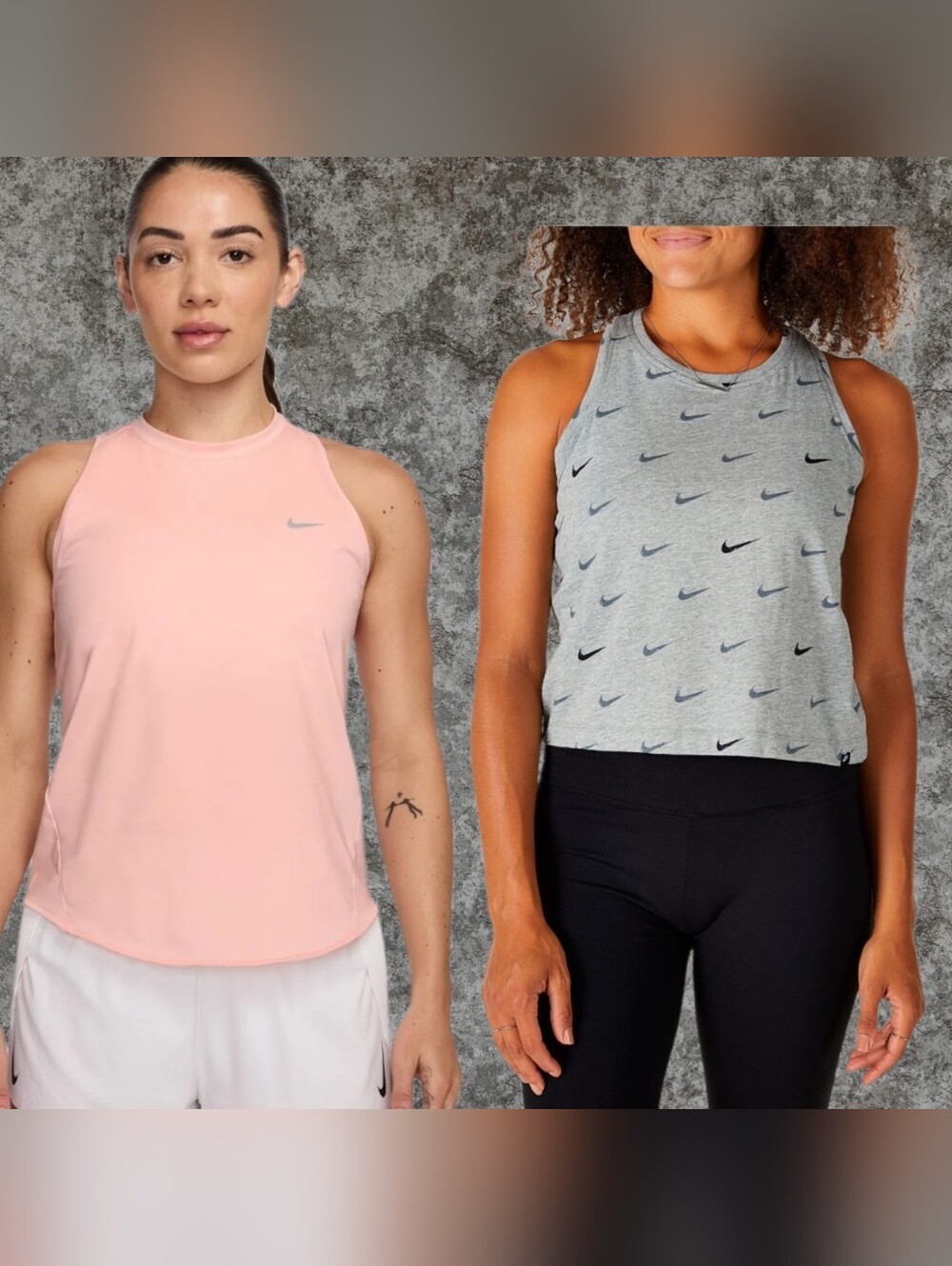 2 Nike Women's Dri-FIT Sleeveless Tank Top - Pink & Gray Crop Tops
